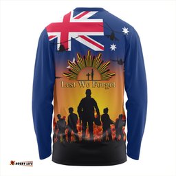 Australia Long Sleeve T-shirt Anzac Flag With Soldiers Sunset