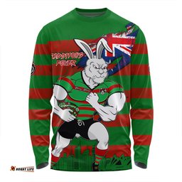 South Sydney Rabbitohs Long Sleeve T-shirt Custom For Die Hard Fan Australia Flag Scratch Style