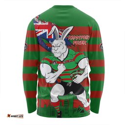 South Sydney Rabbitohs Long Sleeve T-shirt Custom For Die Hard Fan Australia Flag Scratch Style