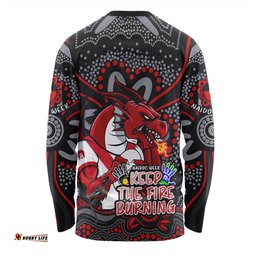 St. George Illawarra Dragons Long Sleeve T-shirt Aboriginal Inspired Naidoc Week Custom For Die Hard Fan Supporters
