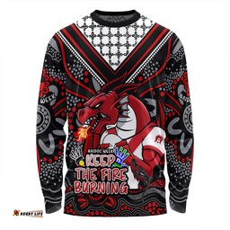 St. George Illawarra Dragons Long Sleeve T-shirt Aboriginal Inspired Naidoc Week Custom For Die Hard Fan Supporters