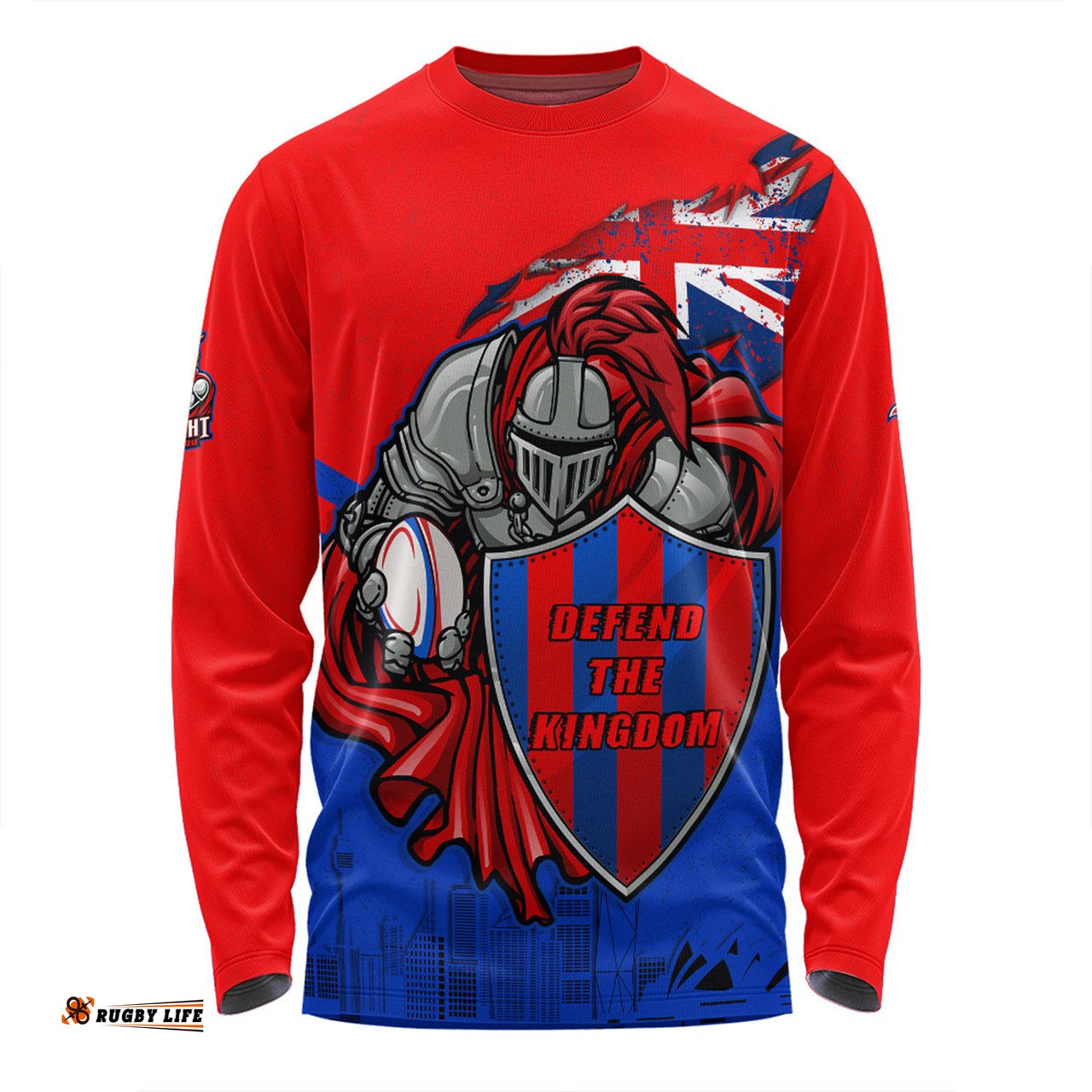Newcastle Knights Long Sleeve T-shirt Custom For Die Hard Fan Australia Flag Scratch Style