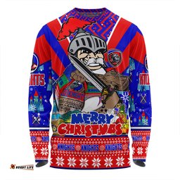 Newcastle Knights Christmas Custom Long Sleeve T-shirt - Newcastle Knights Santa Aussie Big Things Long Sleeve T-shirt