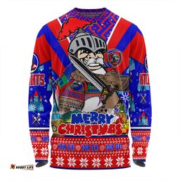 Newcastle Knights Christmas Custom Long Sleeve T-shirt - Newcastle Knights Santa Aussie Big Things Long Sleeve T-shirt