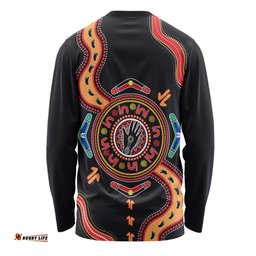Australia Long Sleeve T-shirt Aboriginal Inspired Meeting Place Style Of Dot Painting