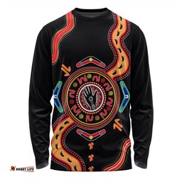 Australia Long Sleeve T-shirt Aboriginal Inspired Meeting Place Style Of Dot Painting