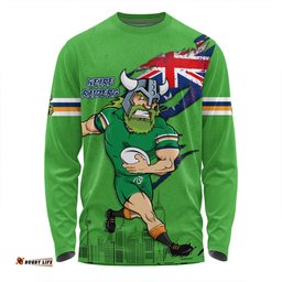 Canberra Raiders Long Sleeve T-shirt Custom For Die Hard Fan Australia Flag Scratch Style