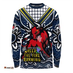 North Queensland Cowboys Long Sleeve T-shirt Aboriginal Inspired Naidoc Week Custom For Die Hard Fan Supporters