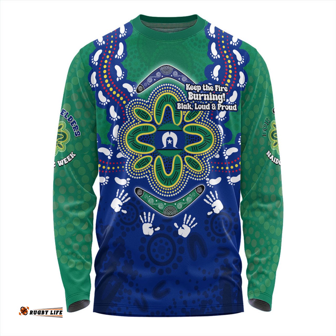 Australia Long Sleeve T-shirt Torres Strait Aboriginal Inspired Naidoc Symbol Pattern