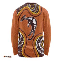 Australia Long Sleeve T-shirt Aboriginal Art With Kangaroo