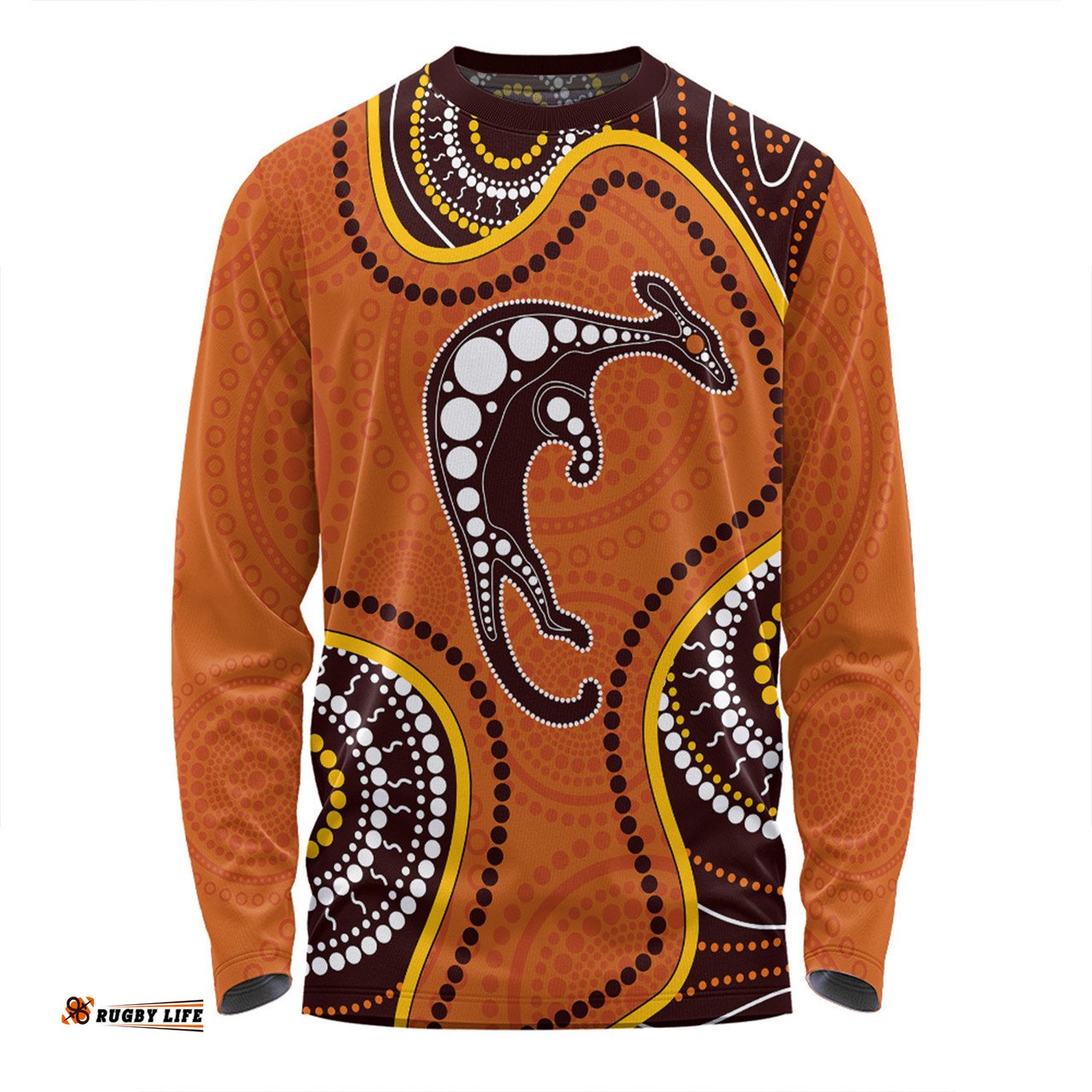 Australia Long Sleeve T-shirt Aboriginal Art With Kangaroo