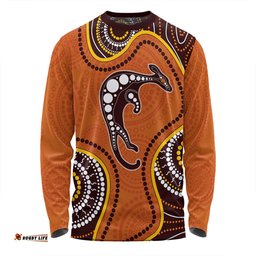 Australia Long Sleeve T-shirt Aboriginal Art With Kangaroo