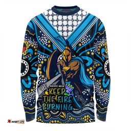 Gold Coast Titans Long Sleeve T-shirt Aboriginal Inspired Naidoc Week Custom For Die Hard Fan Supporters
