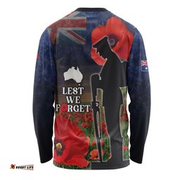 Australia Long Sleeve T-shirt - Custom Anzac Day Lest We Forget Red Poppies