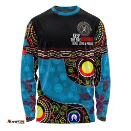 Australia Long Sleeve T-shirt Custom Naidoc Week Culture Art With River And Tortoise Aboriginal