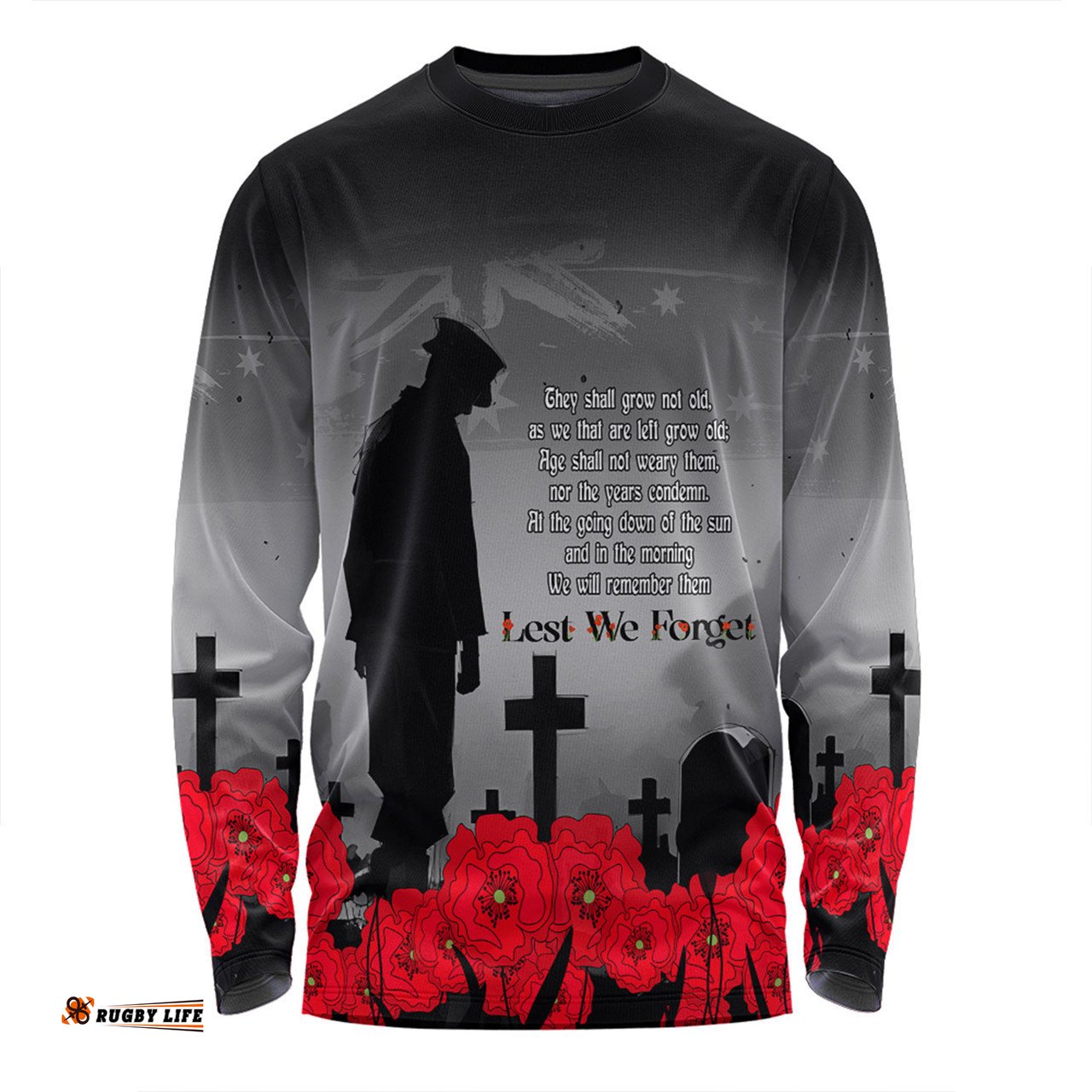 Australia Anzac Day Custom Long Sleeve T-shirt - Remembrance Day Soldier In A Red Poppies Field Long Sleeve T-shirt