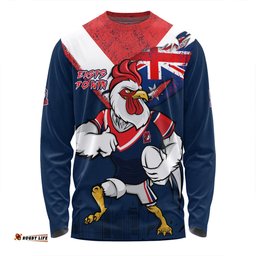 Sydney Roosters Long Sleeve T-shirt Custom For Die Hard Fan Australia Flag Scratch Style