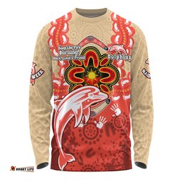 Redcliffe Dolphins Long Sleeve T-shirt Aboriginal Inspired Naidoc Symbol Pattern