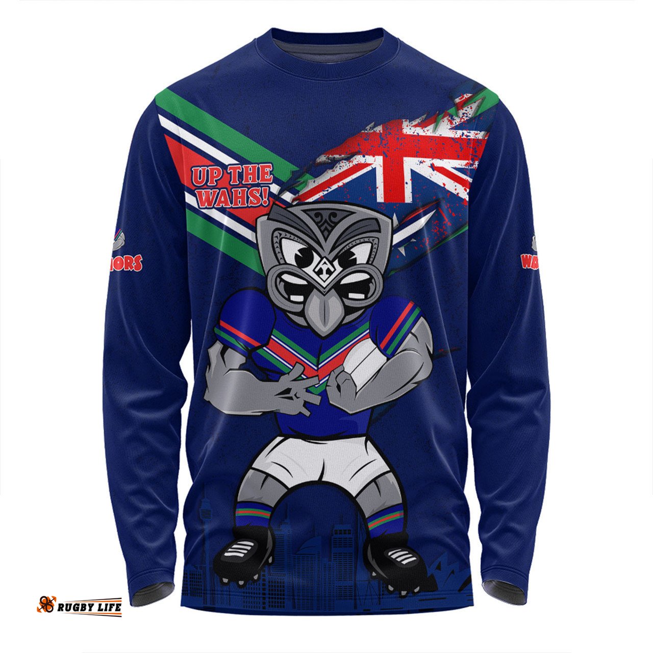 New Zealand Warriors Long Sleeve T-shirt Custom For Die Hard Fan Australia Flag Scratch Style