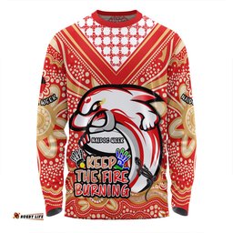 Redcliffe Dolphins Long Sleeve T-shirt Aboriginal Inspired Naidoc Week Custom For Die Hard Fan Supporters