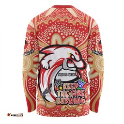 Redcliffe Dolphins Long Sleeve T-shirt Aboriginal Inspired Naidoc Week Custom For Die Hard Fan Supporters