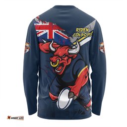 North Queensland Cowboys Long Sleeve T-shirt Custom For Die Hard Fan Australia Flag Scratch Style