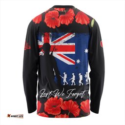 Australia Long Sleeve T-shirt Anzac Day Lest We Forget Grunge Flag
