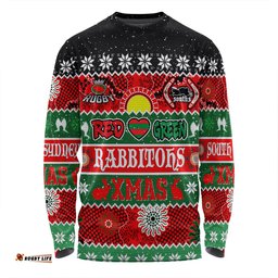 South Sydney Rabbitohs Aboriginal Custom Long Sleeve T-shirt - Indigenous Knitted Ugly Xmas Style Long Sleeve T-shirt