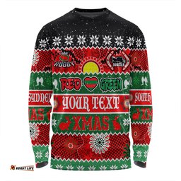 South Sydney Rabbitohs Aboriginal Custom Long Sleeve T-shirt - Indigenous Knitted Ugly Xmas Style Long Sleeve T-shirt