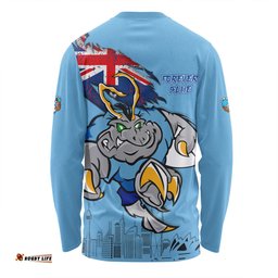 New South Wales Blues Long Sleeve T-shirt Custom For Die Hard Fan Australia Flag Scratch Style