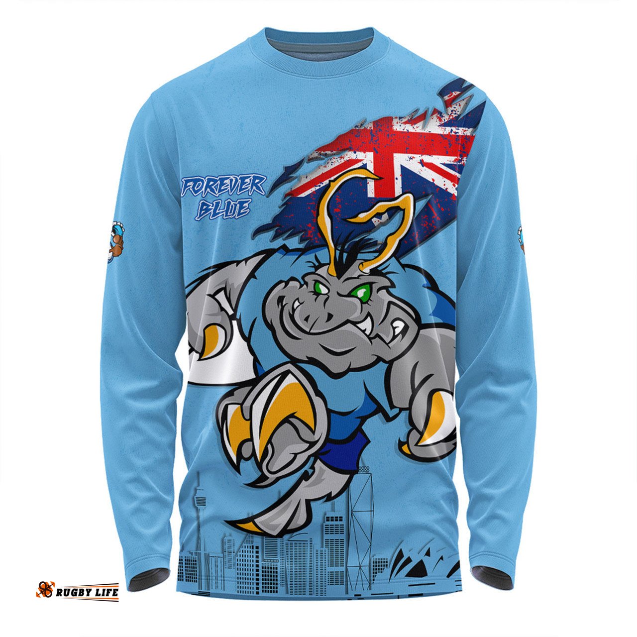 New South Wales Blues Long Sleeve T-shirt Custom For Die Hard Fan Australia Flag Scratch Style