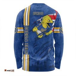 Parramatta Eels Long Sleeve T-shirt - Happy Australia Day Flag Scratch Style