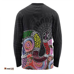 Australia Rainbow Serpent Aboriginal Custom Long Sleeve T-shirt - Dreamtime Rainbow Serpent Featuring Dot Style Long Sleeve T-shirt