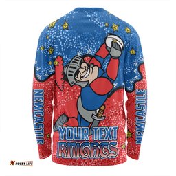 Newcastle Knights Custom Long Sleeve T-shirt - Team With Dot And Star Patterns For Tough Fan Long Sleeve T-shirt
