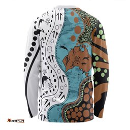 Amazing Aussie Australia Aboriginal Custom Aussie Indigenous Hunting Season With Kangaroo Dot Art Long Sleeve T-shirt