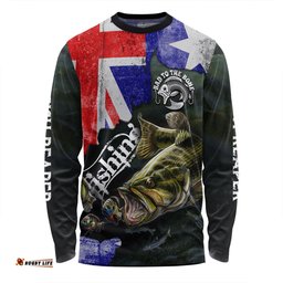 Australia Fishing Long Sleeve T-shirt - Bad To The Bone Fishing Australia Flag Vintage Long Sleeve T-shirt