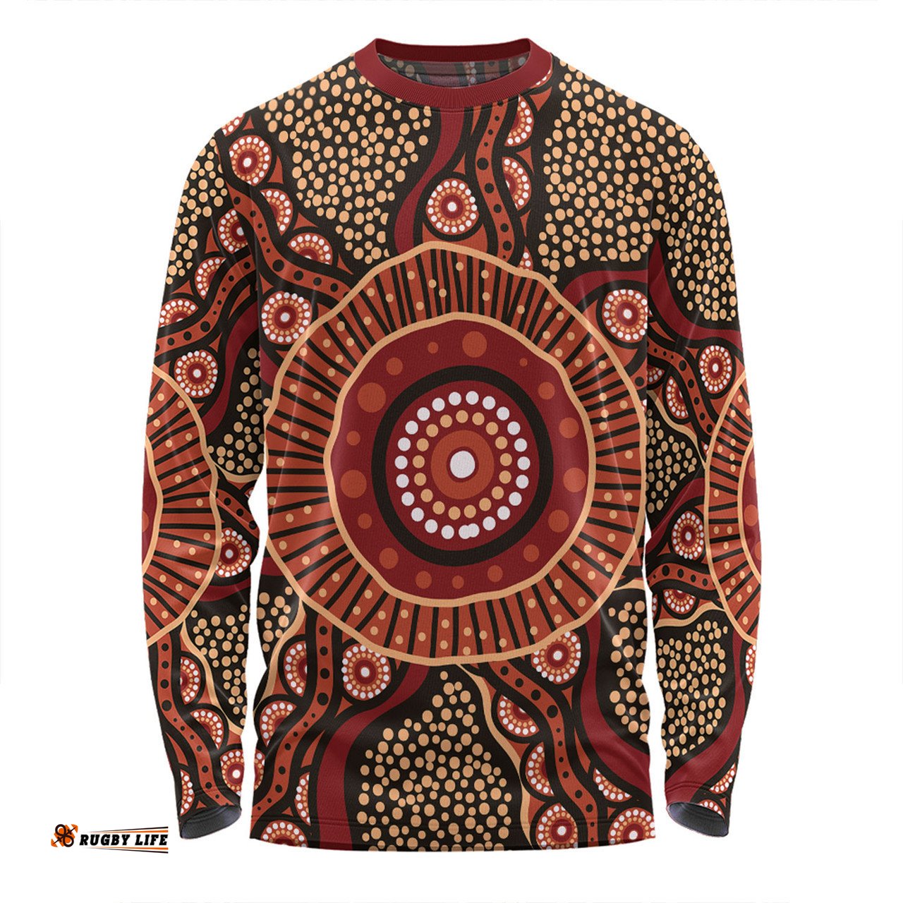 Amazing Aussie Australia Aboriginal Brown Aboriginal Style Dot Painting Long Sleeve T-shirt