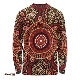 Amazing Aussie Australia Aboriginal Brown Aboriginal Style Dot Painting Long Sleeve T-shirt