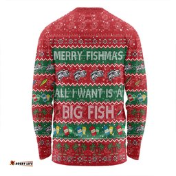 Australia Christmas Custom Long Sleeve T-shirt - Merry Fishmas All I Want is a Big Fish Long Sleeve T-shirt