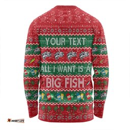 Australia Christmas Custom Long Sleeve T-shirt - Merry Fishmas All I Want is a Big Fish Long Sleeve T-shirt