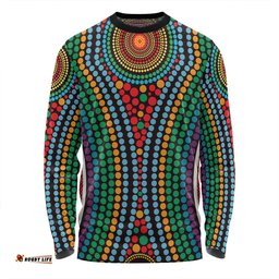 Amazing Aussie Australia Dot Painting Inspired Aboriginal Dot Color In The Aboriginal Style Long Sleeve T-shirt