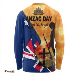 Australia Anzac Day Long Sleeve T-shirt - Anzac Day Flag Lest We Forget Long Sleeve T-shirt