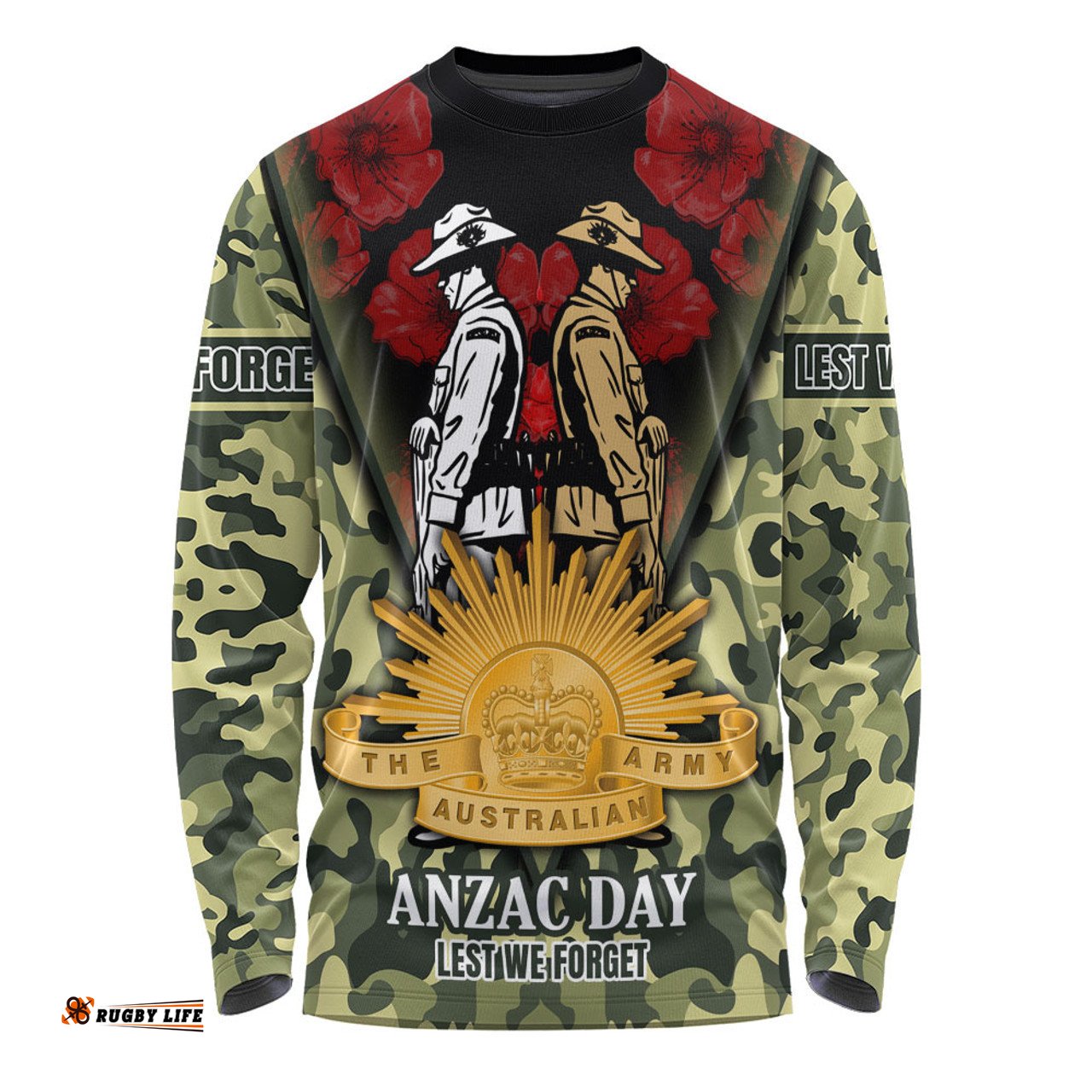 Australia Long Sleeve T-shirt - Anzac Day Australian Army Camo Patterns