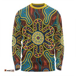 Australia Dot Painting Inspired Aboriginal Long Sleeve T-shirt - Aboriginal Dot Art Color Inspired Long Sleeve T-shirt
