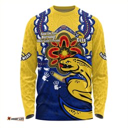 Parramatta Eels Long Sleeve T-shirt Aboriginal Inspired Naidoc Symbol Pattern