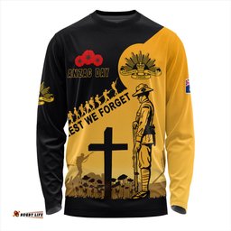 Australia Long Sleeve T-shirt Custom Anzac Day Soldiers Lest We Forget Poppy
