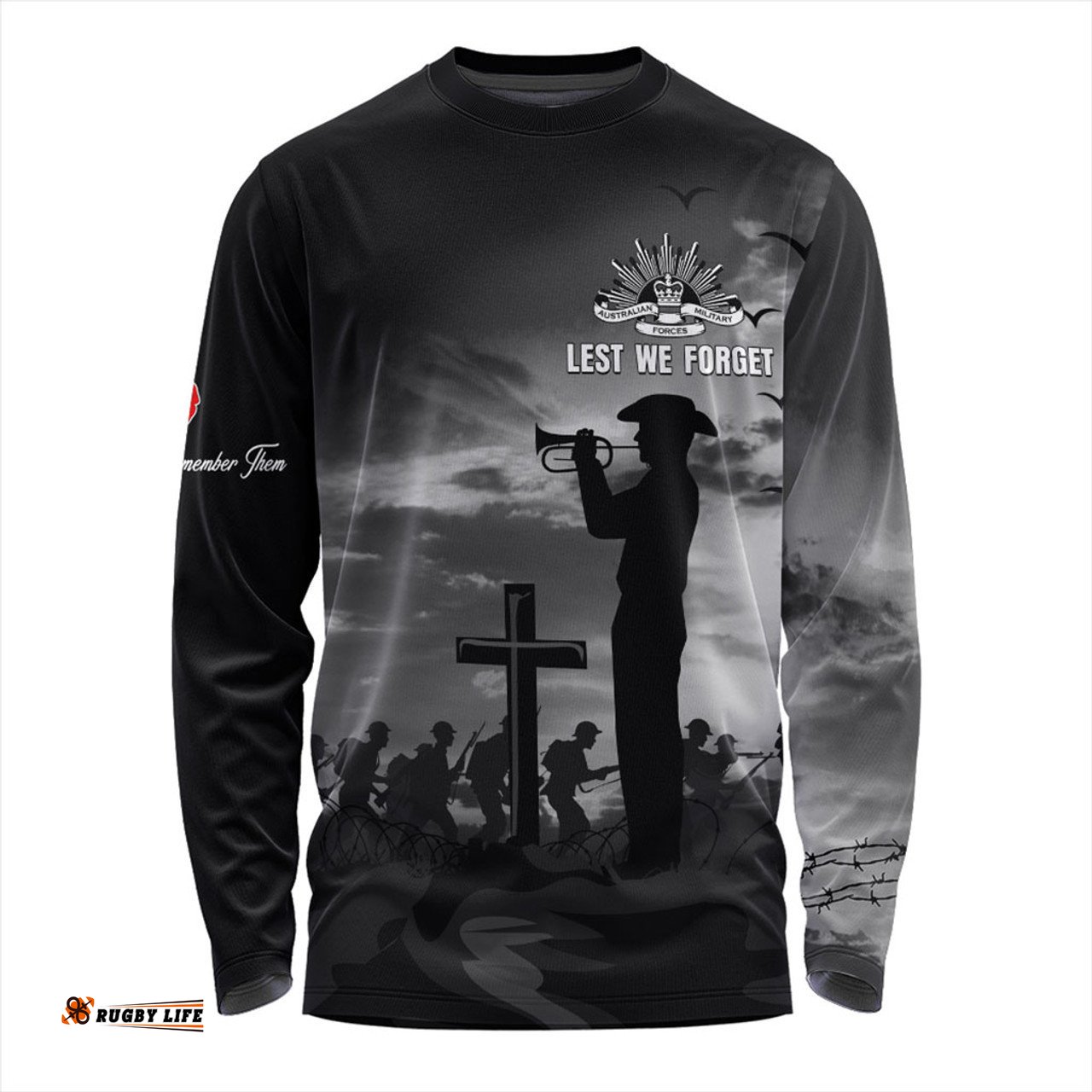 Australia Long Sleeve T-shirt Lest We Forget Remember Soldiers