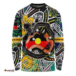 Australia Rainbow Serpent Aboriginal Long Sleeve T-shirt - Dreamtime Rainbow Serpent Creates Australia Long Sleeve T-shirt