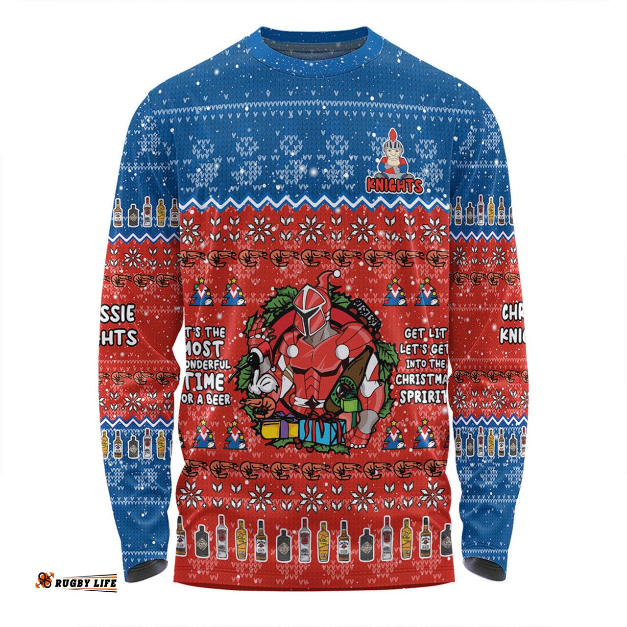 Newcastle Knights Christmas Custom Long Sleeve T-shirt - Chrissie Spirit Long Sleeve T-shirt
