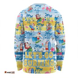Australia Surfing Christmas Long Sleeve T-shirt - Tropical Santa Let's Go Surfing Long Sleeve T-shirt